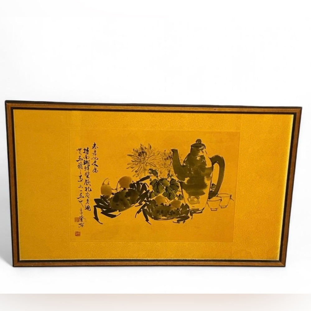 Vintage Chinese Crab - Art Painting Ink And Colour Framed Signed